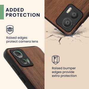 Husa Kwmobile pentru Motorola Edge 30 Neo, Maro/Albastru, Lemn, KWM000018RR002C - Img 3