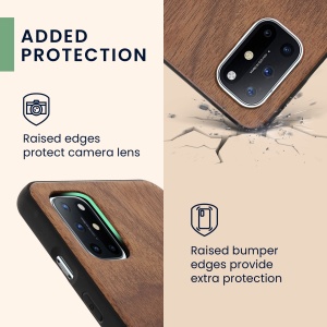 Husa Kwmobile pentru OnePlus 8T, Maro/Albastru, Lemn, KWM0000123P006C - Img 3