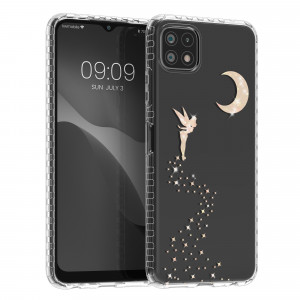 Husa Kwmobile pentru Samsung Galaxy A22 5G, Silicon, Transparent/Auriu, 58363.01 - Img 1