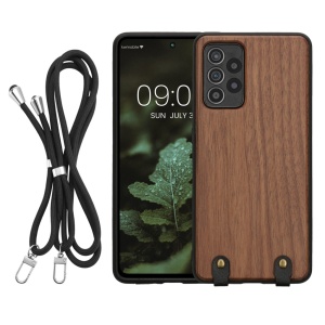 Husa Kwmobile pentru Samsung Galaxy A52/Galaxy A52 5G/Galaxy A52s 5G, Maro, Lemn/Silicon, KWM000021NY001C - Img 1