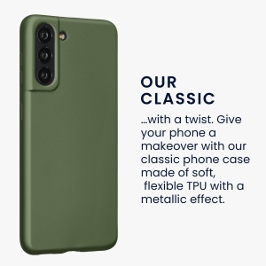 Husa Kwmobile pentru Samsung Galaxy S21, Verde inchis, Silicon, KWM000012BU017C - Img 3