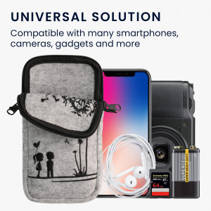 Husa Universala Kwmobile marime XL - 6,8 inch, Microfibra, Gri/Negru, 58702.4.02 - Img 5