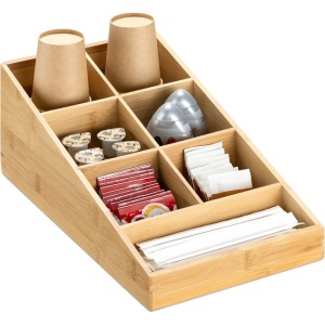 Organizator pentru cafea si ceai Navaris cu 7 compartimente din bambus, maro deschis, 57231.01 - Img 1