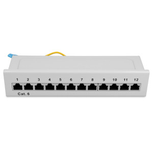 Patch Panel Cat6 cu 12 porturi RJ45 si montare pe perete, Kwmobile, Gri, Metal, 47695.02 - Img 2