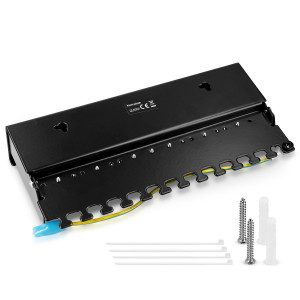 Patch Panel Cat6 cu 12 porturi RJ45 si montare pe perete, Kwmobile, Negru, Metal, 44493.02 - Img 7