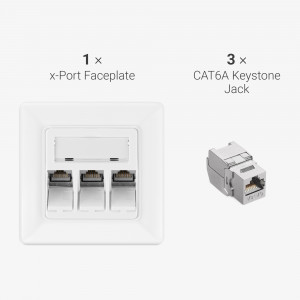 Set 1 Priza tripla de retea RJ45 cu 3 mufe CAT 6A, Kwmobile, Alb, Metal, 54571.03.01 - Img 7