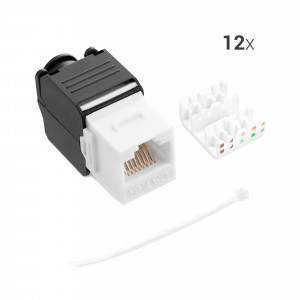 Set 12 Mufe CAT6 de 1 Gbit pentru cabluri Ethernet RJ45, Kwmobile, Negru/Alb, Plastic, 52518.12 - Img 5