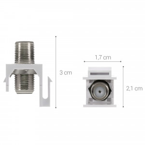 Set 12 Mufe Tip F cu fixare pentru cabluri coaxiale DVB-S/DVB-S2, Kwmobile, Alb/Argintiu, Metal, 51085.02.12 - Img 4