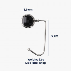 Set 2 Carlige de masa pentru genti, Kwmobile, Negru/Alb, Zinc, 57308.01 - Img 6