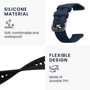 Set 2 Curele Kwmobile pentru Garmin vivoactive 5/Active 5, Negru/Albastru inchis, Silicon, KWM0000254E001C - Img 3