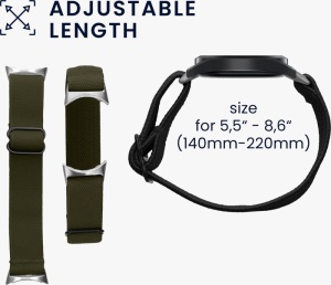 Set 2 Curele Kwmobile pentru Google Pixel Watch 2/Pixel Watch, Negru/Verde inchis, Nylon, KWM000025BF003C - Img 5