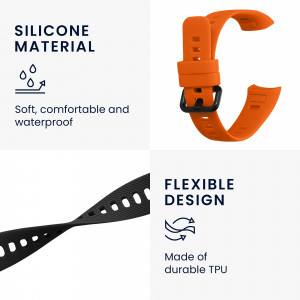 Set 2 curele kwmobile pentru Honor Band 5/Band 4, Silicon, Negru/Portocaliu, 59596.04 - Img 4