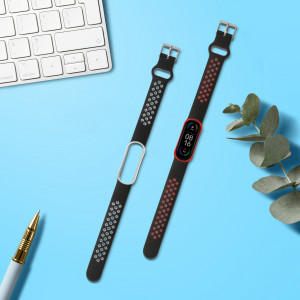 Set 2 curele kwmobile pentru Xiaomi Mi Smart Band 6/Mi Band 6/Band 5, Silicon, Gri/Rosu, 59792.01 - Img 3