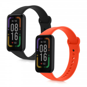 Set 2 curele kwmobile pentru Xiaomi Redmi Smart Band Pro, Silicon, Negru/Portocaliu, 57425.05 - Img 2