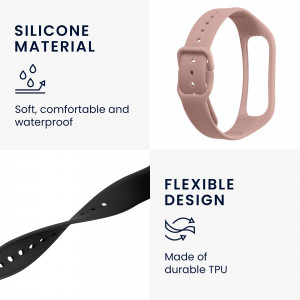 Set 2 Curele pentru Samsung Galaxy Fit 2, Kwmobile, Negru/Roz, Silicon, 53962.10 - Img 4