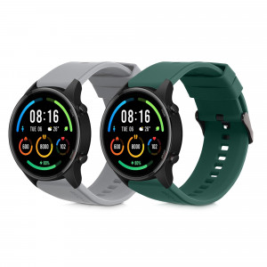 Set 2 curele pentru Xiaomi Mi Watch Color Sport/Watch S1 Active, Kwmobile, Gri/Verde, Silicon, 58971.02 - Img 1