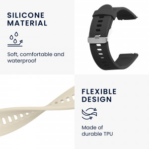 Set 2 curele pentru Xiaomi Mi Watch/Mi Watch Color Sport, Kwmobile, Negru/Bej, Silicon, 58466.02 - Img 4