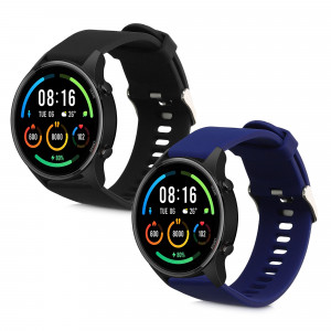 Set 2 curele pentru Xiaomi Mi Watch/Mi Watch Color Sport, Kwmobile, Negru/Albastru, Silicon, 58466.01 - Img 2