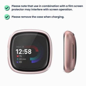 Set 2 Huse Kwmobile cu sticla securizata pentru Fitbit Versa 4/Sense 2, Transparent, Plastic, KWM000024UJ001C - Img 6
