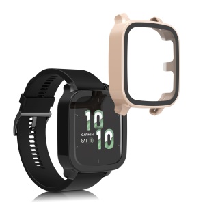 Set 2 Huse Kwmobile cu sticla securizata pentru Garmin Venu Sq 2 Music, Negru/Roz, Plastic, KWM000024ZF005C - Img 2