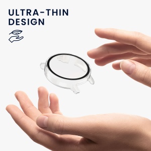 Set 2 Huse Kwmobile cu sticla securizata pentru Huawei Watch GT2 (42mm), Transparent/Negru, Plastic, KWM000011XH003C - Img 4