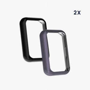 Set 2 huse kwmobile pentru Huawei Watch Fit 2, Silicon, Negru/Gri, 59430.04 - Img 6