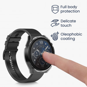 Set 2 huse pentru Huawei Watch GT 3 Pro (46mm), Kwmobile, Negru/Transparent, Plastic, 58882.01 - Img 4