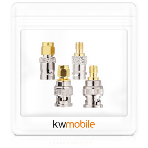Set 4 Adaptori coaxiali pentru antena radio, Kwmobile, Argintiu/Auriu, Metal, 48523.06 - Img 5