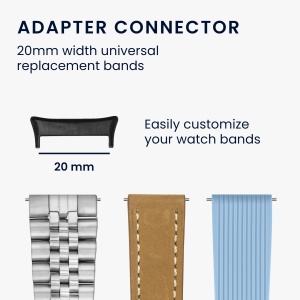 Set 4 Adaptori prindere curea de 20 mm Kwmobile pentru Honor Watch 4, Argintiu/Negru, Otel, KWM000025AZ001C - Img 3