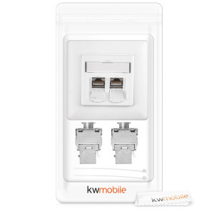 Set 4 Prize duble de retea RJ45 10G cu 8 mufe CAT 6A, Kwmobile, Alb, Metal, 45360.03 - Img 8