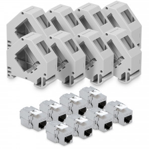 Set 8 Mufe CAT6A de 10 Gbit cu 8 carcase pentru cabluri Ethernet RJ45, Kwmobile, Gri, Metal, 47696.08 - Img 2