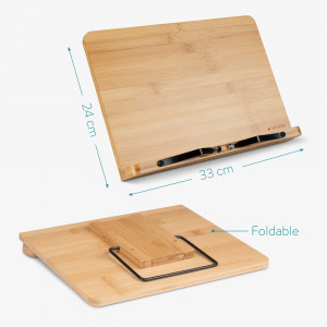 Suport pentru carti din bambus Navaris, 2 brate reglabile, 33 x 24 cm, Maro, 52801.2 - Img 6
