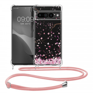Bumper kwmobile pentru Google Pixel 7 Pro, Silicon, Transparent/Roz, 60207.02 - Img 2
