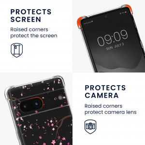 Bumper kwmobile pentru Google Pixel 7, Silicon, Transparent/Roz, 60206.02 - Img 3