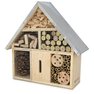 Hotel pentru insecte din lemn de pin Navaris, 24.5 x 28 x 7.5 cm, Maro, 44341 - Img 1