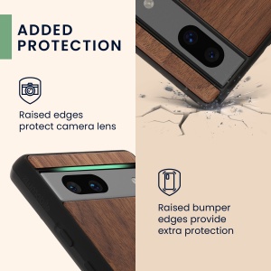 Husa Kwmobile pentru Google Pixel 7a, Maro/Albastru, Lemn, KWM000019YK005C - Img 3