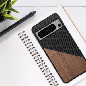 Husa Kwmobile pentru Google Pixel 8 Pro, Maro/Negru, Lemn/Silicon, 61874.01 - Img 6