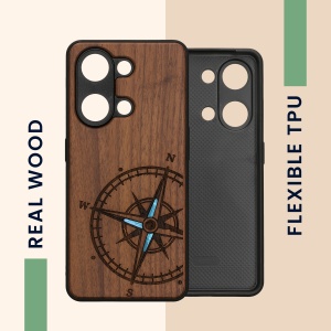 Husa Kwmobile pentru OnePlus Nord 3 5G, Maro/Albastru, Lemn, KWM0000204Y003C - Img 4