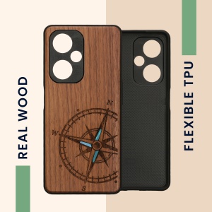 Husa Kwmobile pentru OnePlus Nord CE 3 Lite/Nord N30, Maro/Albastru, Lemn, KWM000022NS001C - Img 4