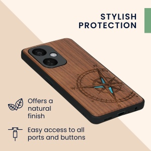 Husa Kwmobile pentru OnePlus Nord CE 3 Lite/Nord N30, Maro/Albastru, Lemn, KWM000022NS001C - Img 6