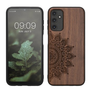 Husa Kwmobile pentru Samsung Galaxy A14 5G, Maro, Lemn/Silicon, 60817.02 - Img 1