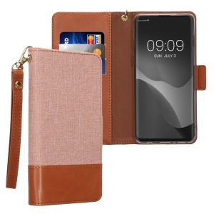 Husa Kwmobile pentru Samsung Galaxy S10, Roz deschis/Maro, Textil/Silicon, KWM000021SD001C - Img 1