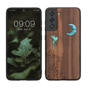Husa Kwmobile pentru Samsung Galaxy S21 FE, Maro/Multicolor, Lemn/Silicon, 56172.07 - Img 1