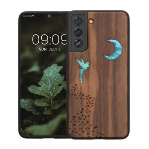Husa Kwmobile pentru Samsung Galaxy S21 FE, Maro/Multicolor, Lemn/Silicon, 56172.07 - Img 2