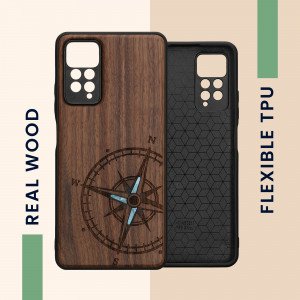 Husa kwmobile pentru Xiaomi Redmi Note 11 Pro/Redmi Note 11 Pro 5G/Redmi Note 12 Pro , Lemn, Maro/Albastru, 57381.11 - Img 5