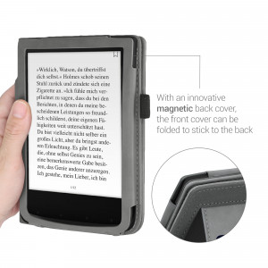 Husa pentru PocketBook Touch Lux 5 / Touch Lux 4 / Touch HD 3, Piele ecologica, Gri, kwmobile, 54817.02 - Img 7