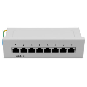 Patch Panel Cat6 cu 12 porturi RJ45 si montare pe perete, Kwmobile, Gri, Metal, 47695.03 - Img 2
