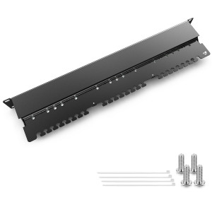 Patch Panel Cat6 cu 24 porturi RJ45 si bara de gestionare a cablurilor, Kwmobile, Negru, Metal, 44493.01 - Img 4