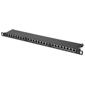 Patch Panel Cat6 cu 24 porturi RJ45 si montare in rack, Kwmobile, Negru, Metal, 48307.01.01 - Img 1