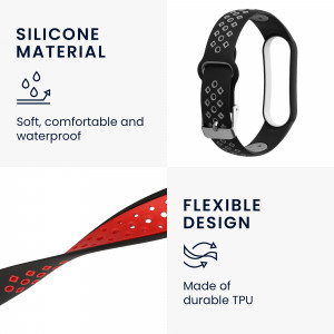 Set 2 curele kwmobile pentru Xiaomi Mi Smart Band 6/Mi Band 6/Band 5, Silicon, Gri/Rosu, 59792.01 - Img 4